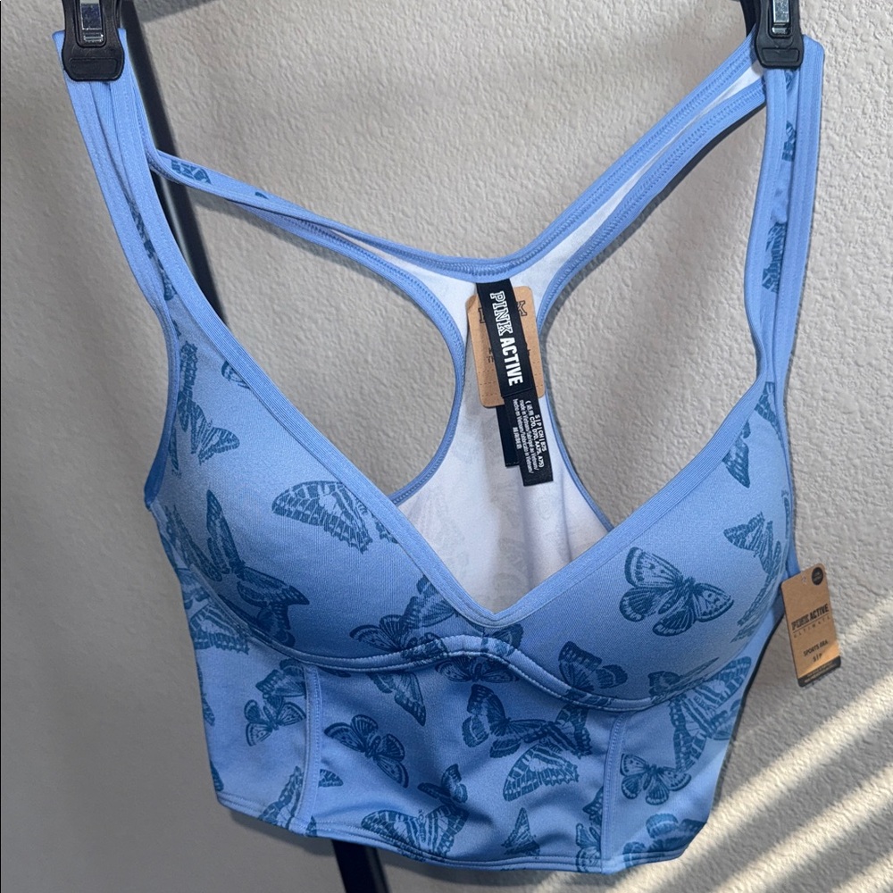 PINK Victoria's Secret Blue Butterfly Sports Bra